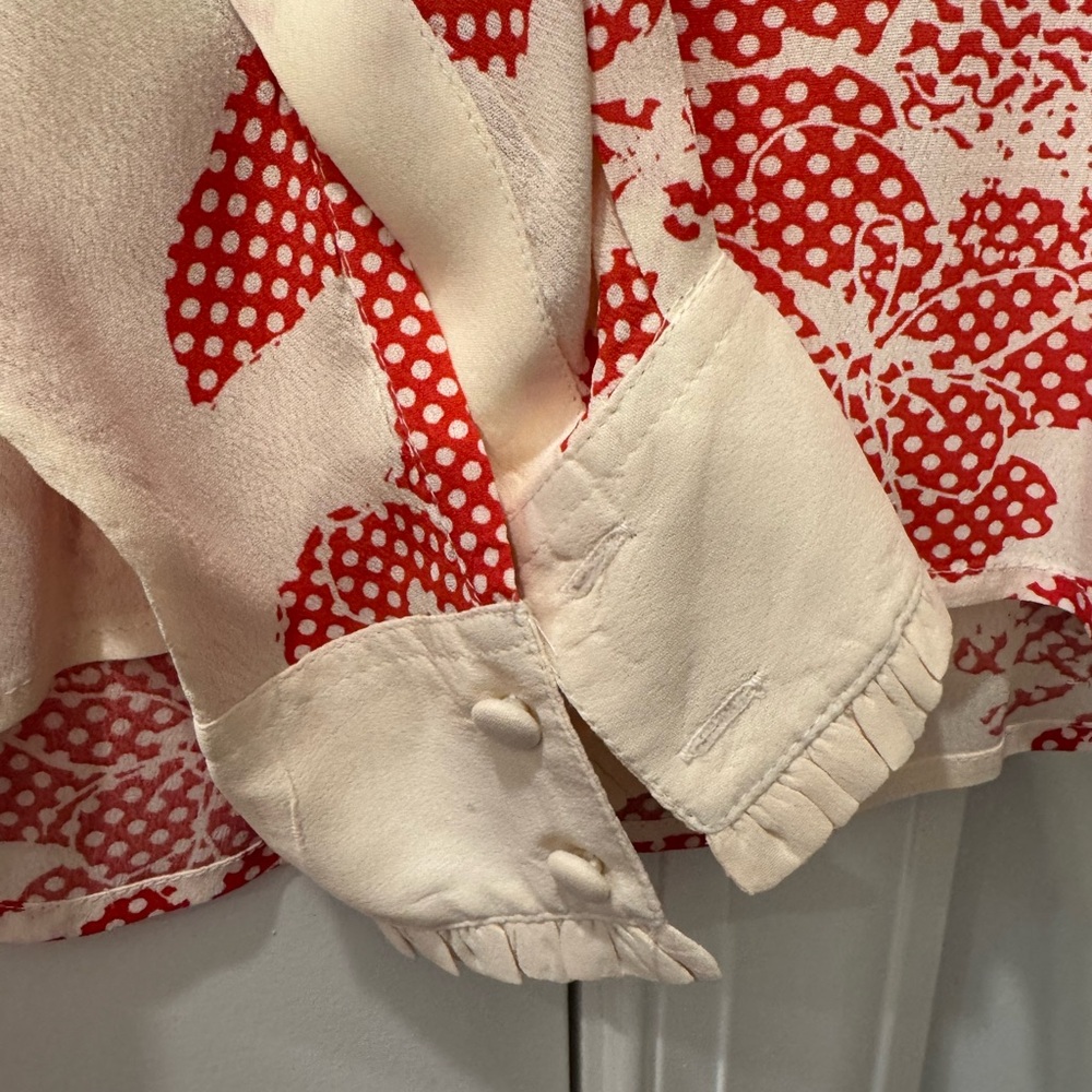 ASOS Red and Cream Blouse with Peter Pan Collar - Picture 4 of 6